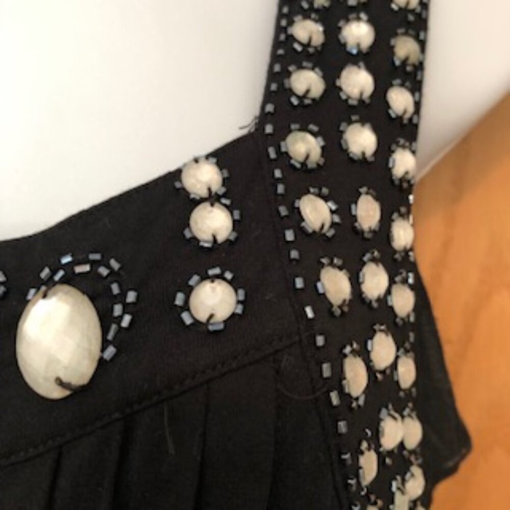 Vintage Embellished Design History Sleeveless Jeweled, Beaded Black Tank Large L - Picture 3 of 7